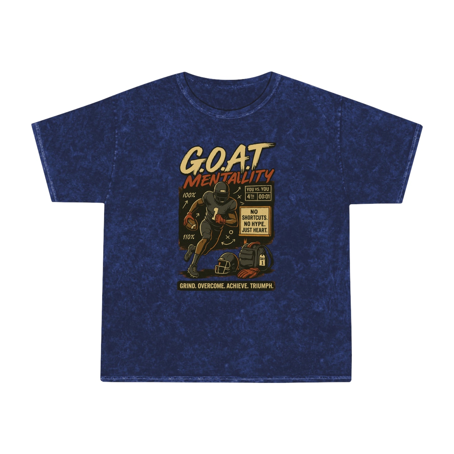 Unisex Mineral Wash T-Shirt with 'G.O.A.T Mentality' Design, Casual Tee, Motivational Apparel, Gift for Athletes, Unique Graphic Tee