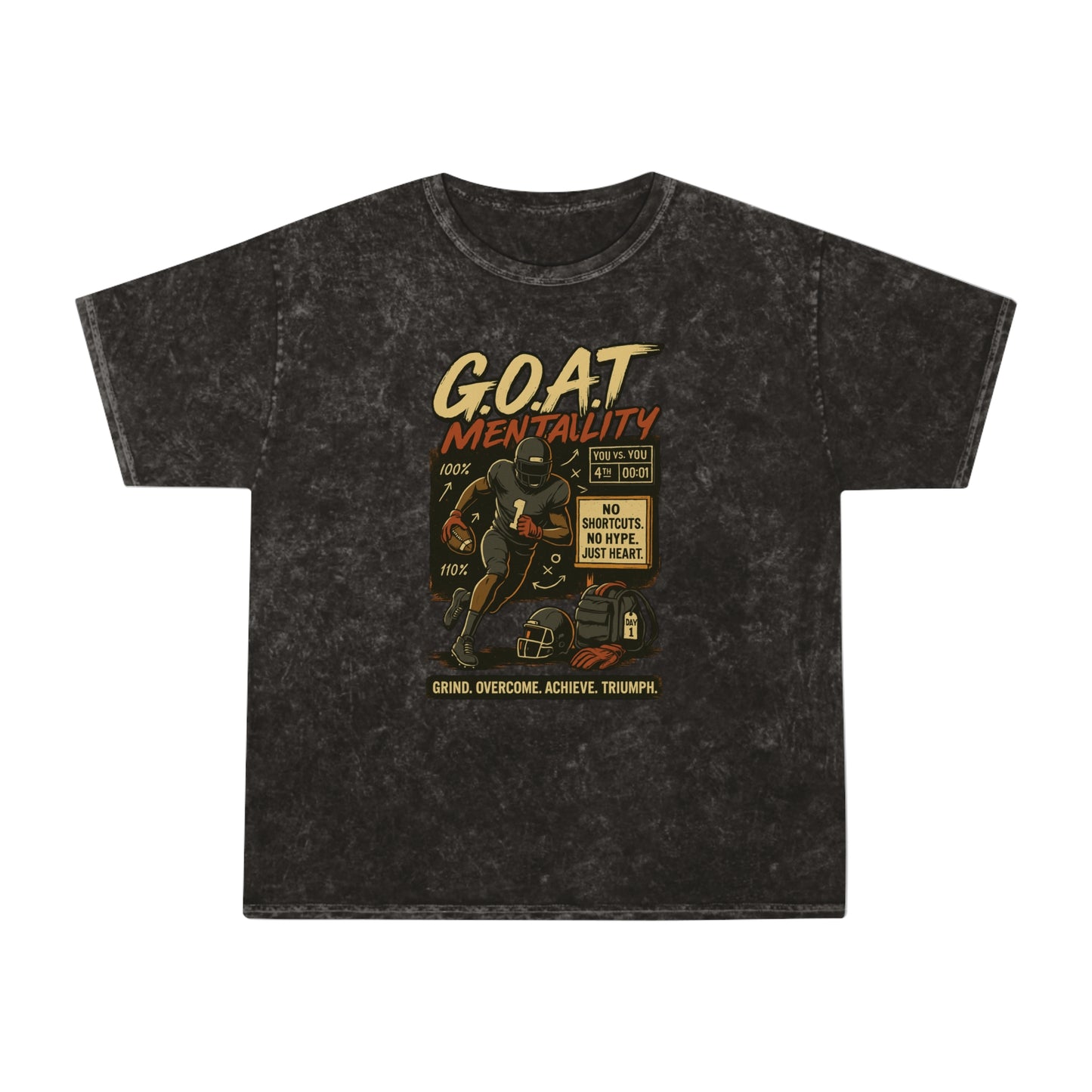 Unisex Mineral Wash T-Shirt with 'G.O.A.T Mentality' Design, Casual Tee, Motivational Apparel, Gift for Athletes, Unique Graphic Tee