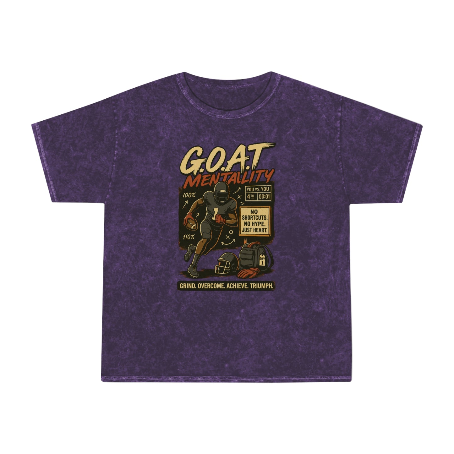 Unisex Mineral Wash T-Shirt with 'G.O.A.T Mentality' Design, Casual Tee, Motivational Apparel, Gift for Athletes, Unique Graphic Tee